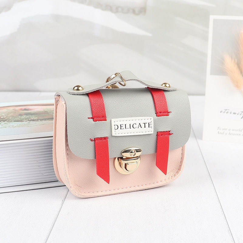 Wholesale Mini School Bag PU Coin Purse Keychain